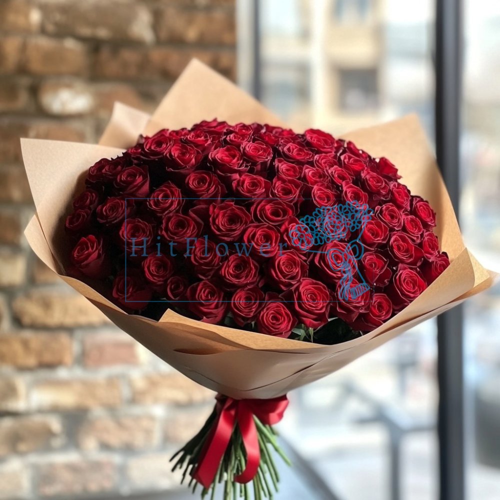 Букет 101 красная роза Букет роз 101 красная роза